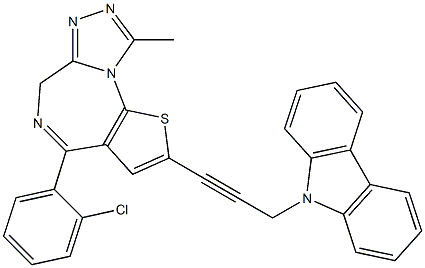 4-(2-Chlorophenyl)-9-methyl-2-[3-(9H-carbazol-9-yl)-1-propynyl]-6H-thieno[3,2-f][1,2,4]triazolo[4,3-a][1,4]diazepine 구조식 이미지