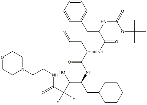 (4S)-4-[[(2S)-2-[2-(tert-Butoxycarbonyl)amino-3-phenylpropanoylamino]-4-pentenoyl]amino]-5-cyclohexyl-2,2-difluoro-3-hydroxy-N-(2-morpholinoethyl)pentanamide Structure