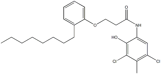 2-[3-(2-Octylphenoxy)propanoylamino]-4,6-dichloro-5-methylphenol Structure