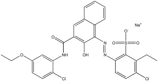 3-Chloro-2-ethyl-6-[[3-[[(2-chloro-5-ethoxyphenyl)amino]carbonyl]-2-hydroxy-1-naphtyl]azo]benzenesulfonic acid sodium salt 구조식 이미지
