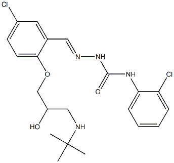 1-[5-Chloro-2-[2-hydroxy-3-(tert-butylamino)propoxy]benzylidene]-4-(2-chlorophenyl)semicarbazide 구조식 이미지
