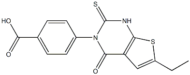 4-[(1,2,3,4-Tetrahydro-6-ethyl-4-oxo-2-thioxothieno[2,3-d]pyrimidin)-3-yl]benzoic acid 구조식 이미지