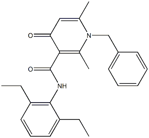 1-Benzyl-1,4-dihydro-2,6-dimethyl-N-(2,6-diethylphenyl)-4-oxopyridine-3-carboxamide Structure