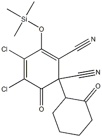 2,3-Dichloro-5,6-dicyano-4-(trimethylsilyloxy)-6-(2-oxocyclohexyl)-2,4-cyclohexadien-1-one 구조식 이미지