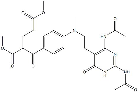 2-[4-[N-[2-[[2,6-Bis(acetylamino)-3,4-dihydro-4-oxopyrimidin]-5-yl]ethyl]-N-methylamino]benzoyl]glutaric acid dimethyl ester 구조식 이미지