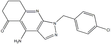 1-(4-Chlorobenzyl)-4-amino-1,6,7,8-tetrahydro-5H-pyrazolo[3,4-b]quinolin-5-one 구조식 이미지