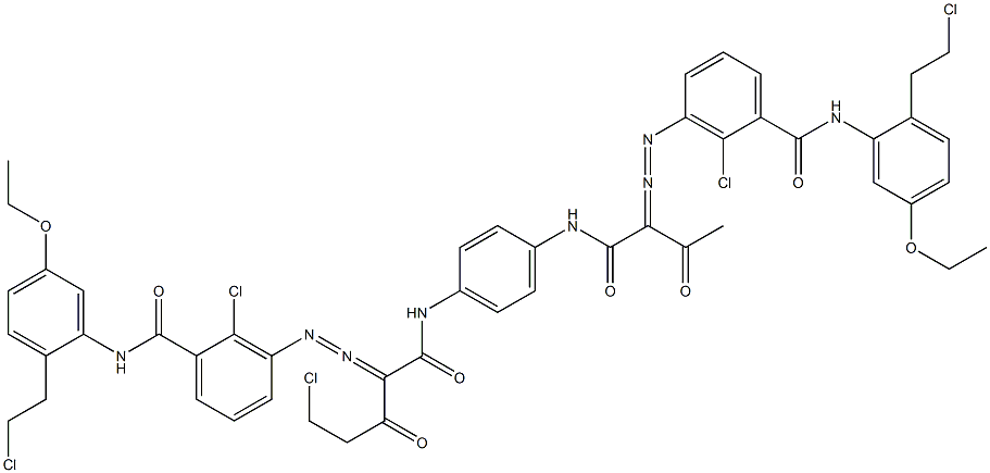 3,3'-[2-(Chloromethyl)-1,4-phenylenebis[iminocarbonyl(acetylmethylene)azo]]bis[N-[2-(2-chloroethyl)-5-ethoxyphenyl]-2-chlorobenzamide] Structure