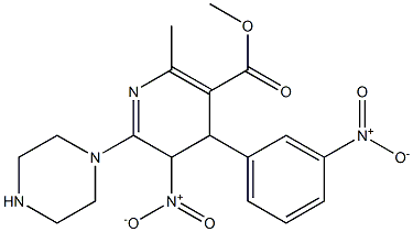 4,5-Dihydro-2-methyl-4-(3-nitrophenyl)-6-[piperazino]-5-nitronicotinic acid methyl ester Structure