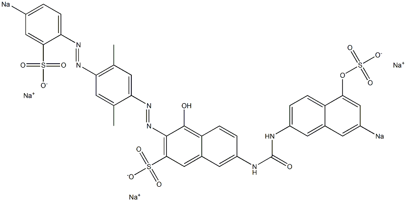 4-Hydroxy-7-[N'-(5-hydroxy-7-sodiosulfo-2-naphthalenyl)ureido]-3-[[2,5-dimethyl-4-[(4-sodiosulfophenyl)azo]phenyl]azo]naphthalene-2-sulfonic acid sodium salt 구조식 이미지