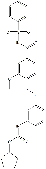 4-[3-(Cyclopentyloxycarbonylamino)phenoxymethyl]-3-methoxy-N-(phenylsulfonyl)benzamide Structure
