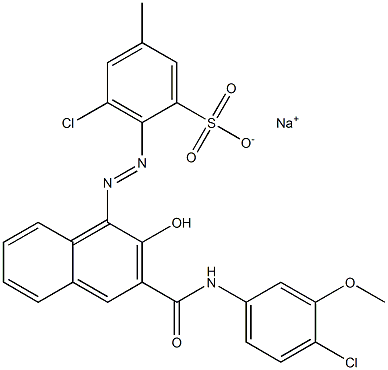 3-Chloro-5-methyl-2-[[3-[[(4-chloro-3-methoxyphenyl)amino]carbonyl]-2-hydroxy-1-naphtyl]azo]benzenesulfonic acid sodium salt Structure