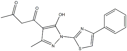 1-(4-Phenyl-2-thiazolyl)-3-methyl-4-(1,3-dioxobutyl)-5-hydroxy-1H-pyrazole 구조식 이미지