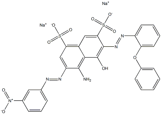 4-Amino-5-hydroxy-3-[(3-nitrophenyl)azo]-6-[(2-phenoxyphenyl)azo]naphthalene-1,7-disulfonic acid disodium salt 구조식 이미지