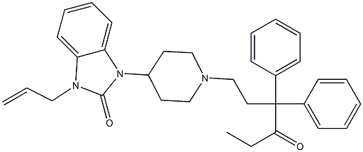 1-Allyl-3-[1-(3,3-diphenyl-4-oxohexyl)-4-piperidyl]-1H-benzimidazol-2(3H)-one 구조식 이미지