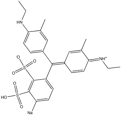 N-[4-[(4-Ethylamino-3-methylphenyl)(2-sulfonato-4-sodiosulfophenyl)methylene]-2-methyl-2,5-cyclohexadien-1-ylidene]ethanaminium 구조식 이미지