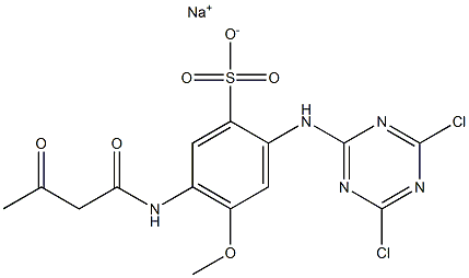 2-(4,6-Dichloro-1,3,5-triazin-2-ylamino)-4-methoxy-5-(3-oxobutyrylamino)benzenesulfonic acid sodium salt 구조식 이미지