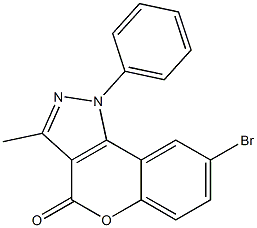 8-Bromo-3-methyl-1-(phenyl)[1]benzopyrano[4,3-c]pyrazol-4(1H)-one Structure