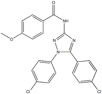 1-(4-Chlorophenyl)-5-(4-chlorophenyl)-3-((4-methoxybenzoyl)amino)-1H-1,2,4-triazole 구조식 이미지