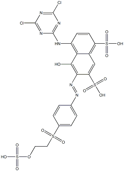 4-[(4,6-Dichloro-1,3,5-triazin-2-yl)amino]-5-hydroxy-6-[[4-[[2-(sulfooxy)ethyl]sulfonyl]phenyl]azo]-1,7-naphthalenedisulfonic acid 구조식 이미지