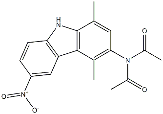 3-(Diacetylamino)-6-nitro-1,4-dimethyl-9H-carbazole 구조식 이미지