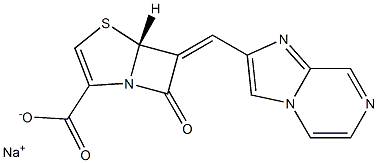 (5R)-7-Oxo-6-[(imidazo[1,2-a]pyrazin-2-yl)methylene]-4-thia-1-azabicyclo[3.2.0]hept-2-ene-2-carboxylic acid sodium salt Structure