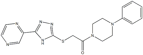 2-[[5-(Pyrazin-2-yl)-4H-1,2,4-triazol-3-yl]thio]-1-(4-phenylpiperazino)ethanone 구조식 이미지