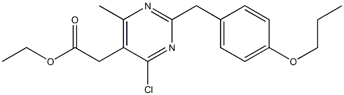 4-Chloro-6-methyl-2-(p-propoxybenzyl)-5-pyrimidineacetic acid ethyl ester Structure