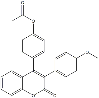 4-(p-Acetoxyphenyl)-3-(p-methoxyphenyl)-2H-1-benzopyran-2-one 구조식 이미지