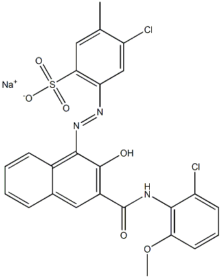 4-Chloro-3-methyl-6-[[3-[[(2-chloro-6-methoxyphenyl)amino]carbonyl]-2-hydroxy-1-naphtyl]azo]benzenesulfonic acid sodium salt Structure