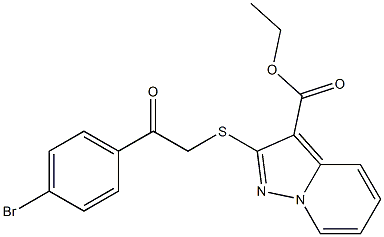 2-[[(4-Bromophenylcarbonyl)methyl]thio]pyrazolo[1,5-a]pyridine-3-carboxylic acid ethyl ester Structure