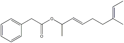Phenylacetic acid 1,6-dimethyl-2,6-octadienyl ester 구조식 이미지