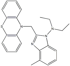 1-(Diethylamino)methyl-2-(10H-phenothiazin-10-ylmethyl)-1H-benzimidazole 구조식 이미지