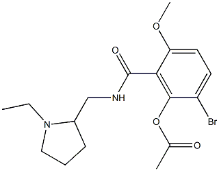 N-[(1-Ethyl-2-pyrrolidinyl)methyl]-2-methoxy-6-acetoxy-5-bromobenzamide 구조식 이미지