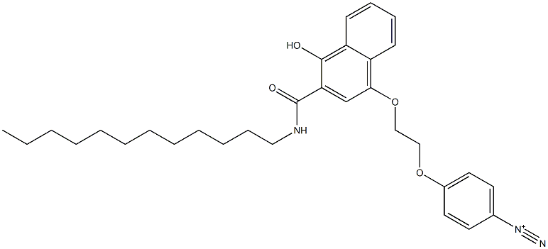 p-[2-[3-(N-Dodecylcarbamoyl)-4-hydroxy-1-naphtyloxy]ethoxy]benzenediazonium 구조식 이미지