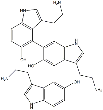 5,5',5''-Trihydroxy-3,3',3''-tris(2-aminoethyl)-4,4':6',4''-ter[1H-indole] Structure