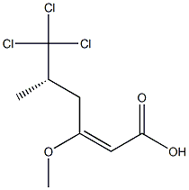 (S,E)-6,6,6-Trichloro-3-methoxy-5-methyl-2-hexenoic acid 구조식 이미지