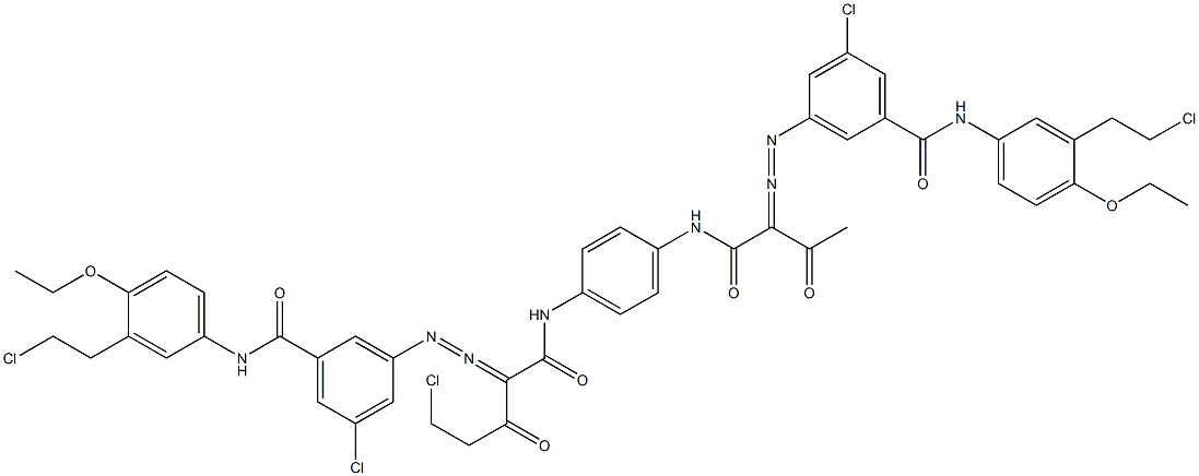 3,3'-[2-(Chloromethyl)-1,4-phenylenebis[iminocarbonyl(acetylmethylene)azo]]bis[N-[3-(2-chloroethyl)-4-ethoxyphenyl]-5-chlorobenzamide] 구조식 이미지