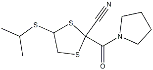 2-Cyano-2-(1-pyrrolidinylcarbonyl)-5-isopropylthio-1,3-dithiolane 구조식 이미지