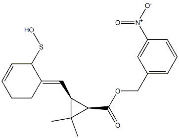 (1R,3S)-2,2-Dimethyl-3-[[(3E)-2,3,4,5-tetrahydro-2-oxothiophen]-3-ylidenemethyl]cyclopropane-1-carboxylic acid-3-nitrobenzyl ester 구조식 이미지