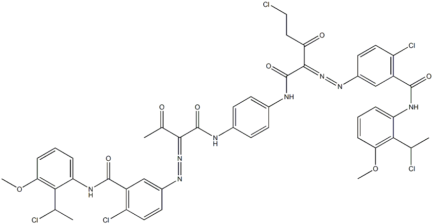 3,3'-[2-(Chloromethyl)-1,4-phenylenebis[iminocarbonyl(acetylmethylene)azo]]bis[N-[2-(1-chloroethyl)-3-methoxyphenyl]-6-chlorobenzamide] Structure