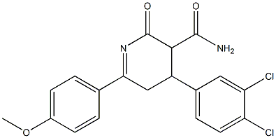 2,3,4,5-Tetrahydro-2-oxo-4-(3,4-dichlorophenyl)-6-(4-methoxyphenyl)pyridine-3-carboxamide 구조식 이미지