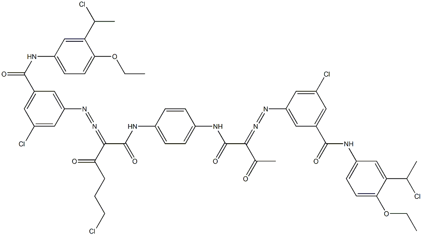 3,3'-[2-(2-Chloroethyl)-1,4-phenylenebis[iminocarbonyl(acetylmethylene)azo]]bis[N-[3-(1-chloroethyl)-4-ethoxyphenyl]-5-chlorobenzamide] 구조식 이미지
