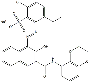 2-Chloro-5-ethyl-6-[[3-[[(3-chloro-2-ethoxyphenyl)amino]carbonyl]-2-hydroxy-1-naphtyl]azo]benzenesulfonic acid sodium salt Structure