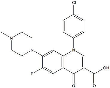 6-Fluoro-1-(4-chlorophenyl)-1,4-dihydro-7-(4-methyl-1-piperazinyl)-4-oxoquinoline-3-carboxylic acid 구조식 이미지