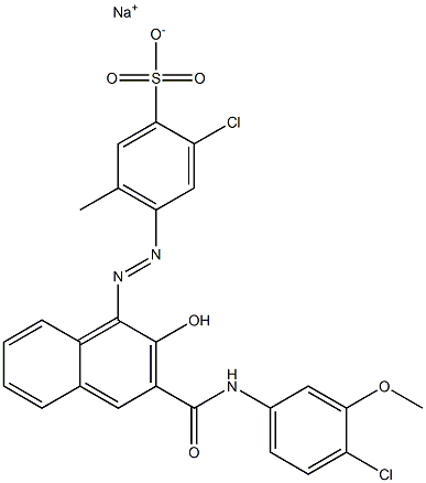 2-Chloro-5-methyl-4-[[3-[[(4-chloro-3-methoxyphenyl)amino]carbonyl]-2-hydroxy-1-naphtyl]azo]benzenesulfonic acid sodium salt Structure