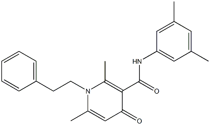 N-(3,5-Dimethylphenyl)-1-phenethyl-2,6-dimethyl-4-oxo-1,4-dihydro-3-pyridinecarboxamide 구조식 이미지