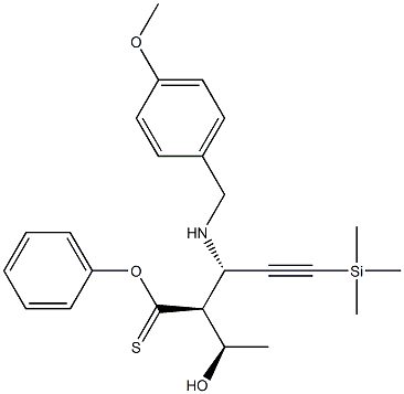 (2S,3S)-2-[(R)-1-Hydroxyethyl]-3-[(p-methoxybenzyl)amino]-5-trimethylsilyl-4-pentynethioic acid phenyl ester 구조식 이미지