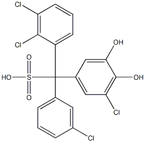 (3-Chlorophenyl)(2,3-dichlorophenyl)(5-chloro-3,4-dihydroxyphenyl)methanesulfonic acid 구조식 이미지