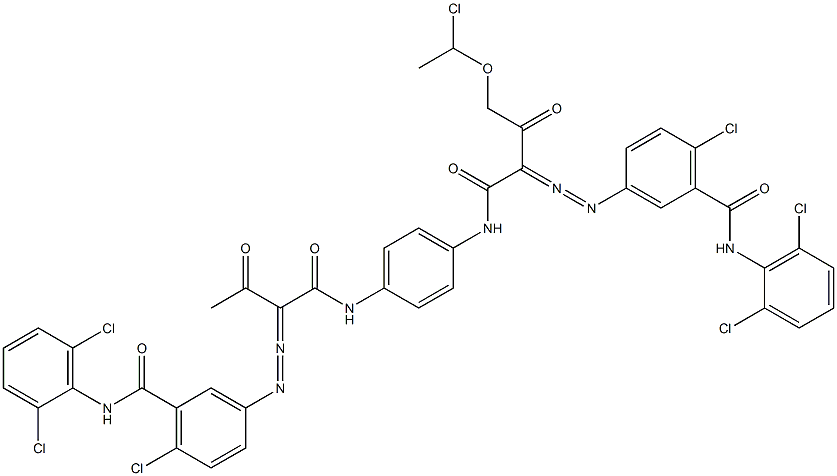 3,3'-[2-[(1-Chloroethyl)oxy]-1,4-phenylenebis[iminocarbonyl(acetylmethylene)azo]]bis[N-(2,6-dichlorophenyl)-6-chlorobenzamide] 구조식 이미지