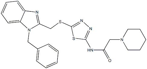 N-[2-[(1-Benzyl-1H-benzimidazol-2-yl)methylthio]-1,3,4-thiadiazol-5-yl]-2-piperidinoacetamide Structure